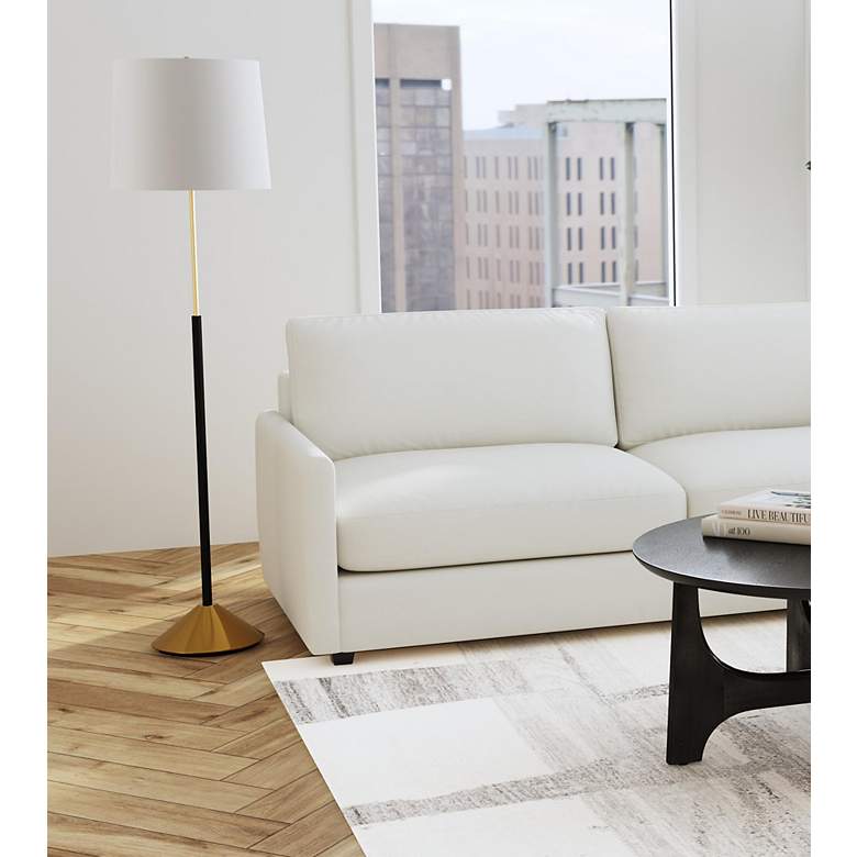 Image 4 Bassett Sindi 62" High Black And Brushed Brass Modern Floor Lamp more views