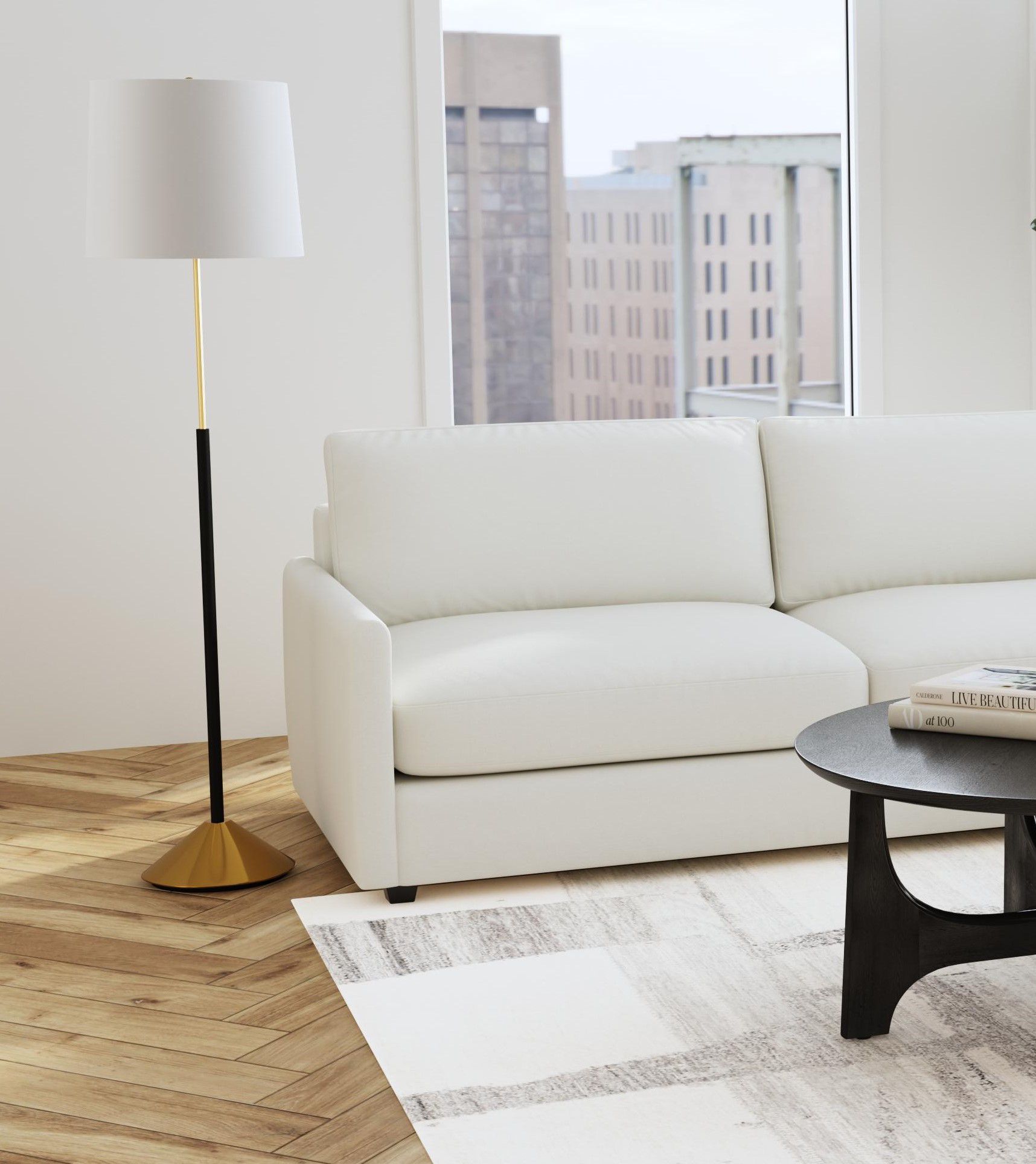 Image 5 Bassett Sindi 62" High Black And Brushed Brass Modern Floor Lamp more views