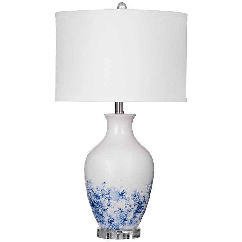 Image 2 Bassett Sirius 27" Bubble Reactive Glaze White Blue Ceramic Table Lamp