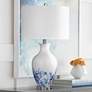 1_Bassett Sirius 27" Bubble Reactive Glaze White Blue Ceramic Table Lamp