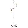 2_Bassett Telestar 64" Bronze Metal Pipe 2-Light Industrial Floor Lamp