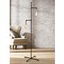 1_Bassett Telestar 64" Bronze Metal Pipe 2-Light Industrial Floor Lamp