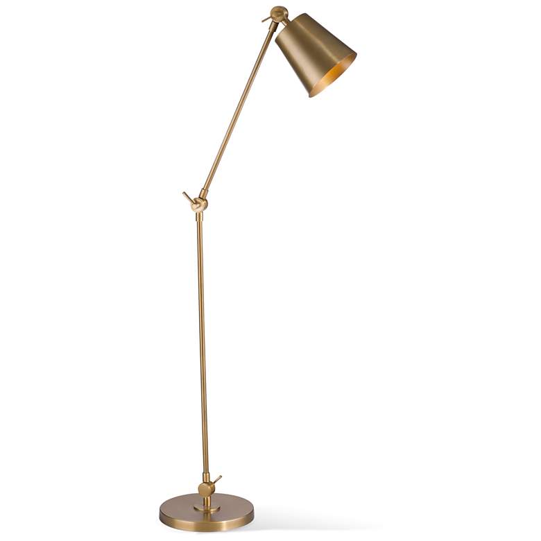 Image 1 Bassett Van 59 inch Mid-Century Modern Brass Floor Lamp