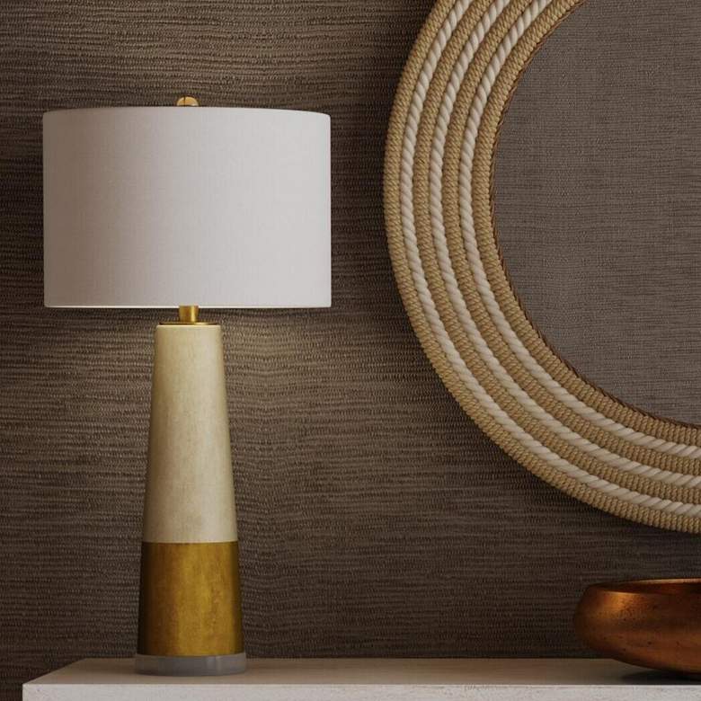Image 1 Bassett Vargas 30" High Two Tone Gold Finish Cement Table Lamp