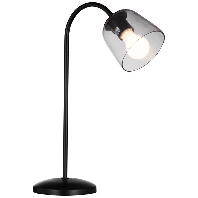 Image 1 Bassett Veen 20" Glass and Brown Finish Modern Desk Lamp