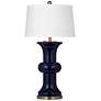 1_Bassett Vince 32" High Contemporary Glass Navy Blue Table Lamp