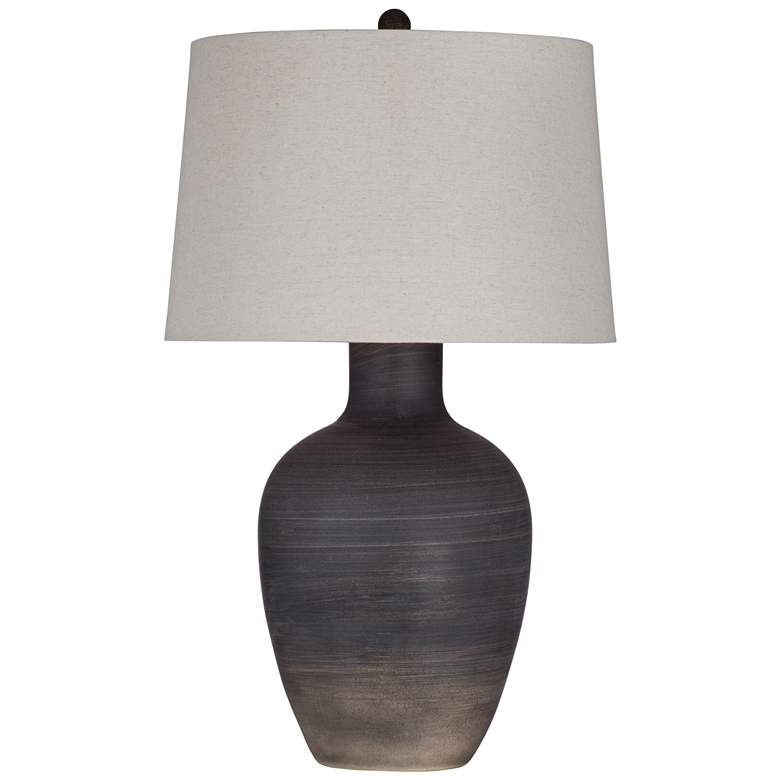 Image 1 Bassett Volga 28" Rustic Modern Jar Matte Black Ceramic Table Lamp