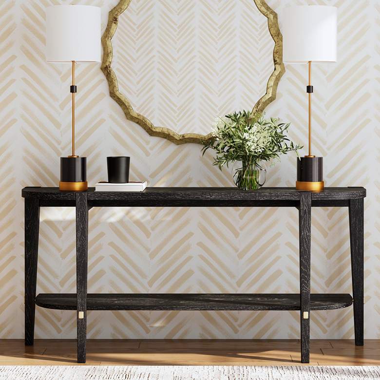 Image 1 Bassett Whitfield 64" Wide Black Rubberwood Rectangle Console Table