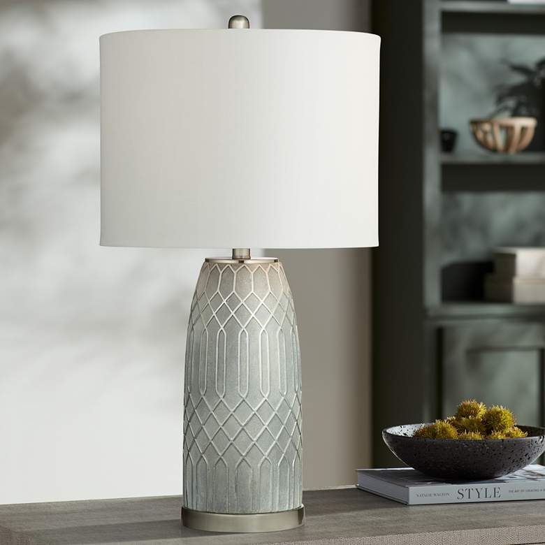 Image 1 Bassett William 28 inch Silver Brass and Cement Finish Table Lamp