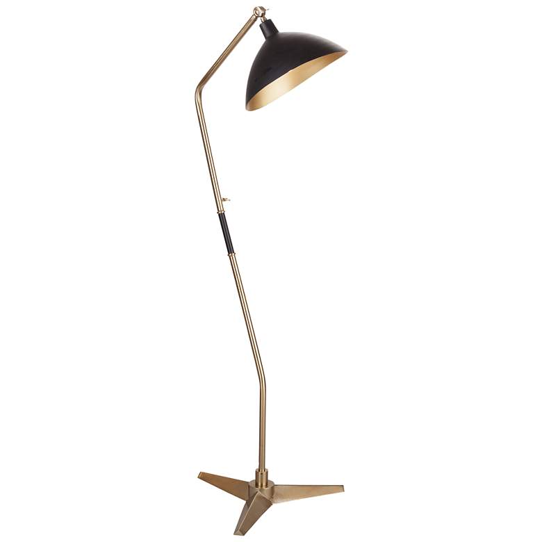 Image 1 Bassett Zep 52" Black and Gold Angled Arm Modern Floor Lamp
