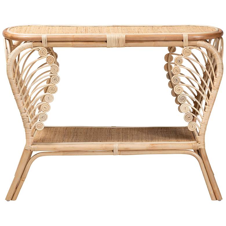 Image 6 Bastet 39 1/2 inchW Natural Brown Rattan 2-Tier Console Table more views