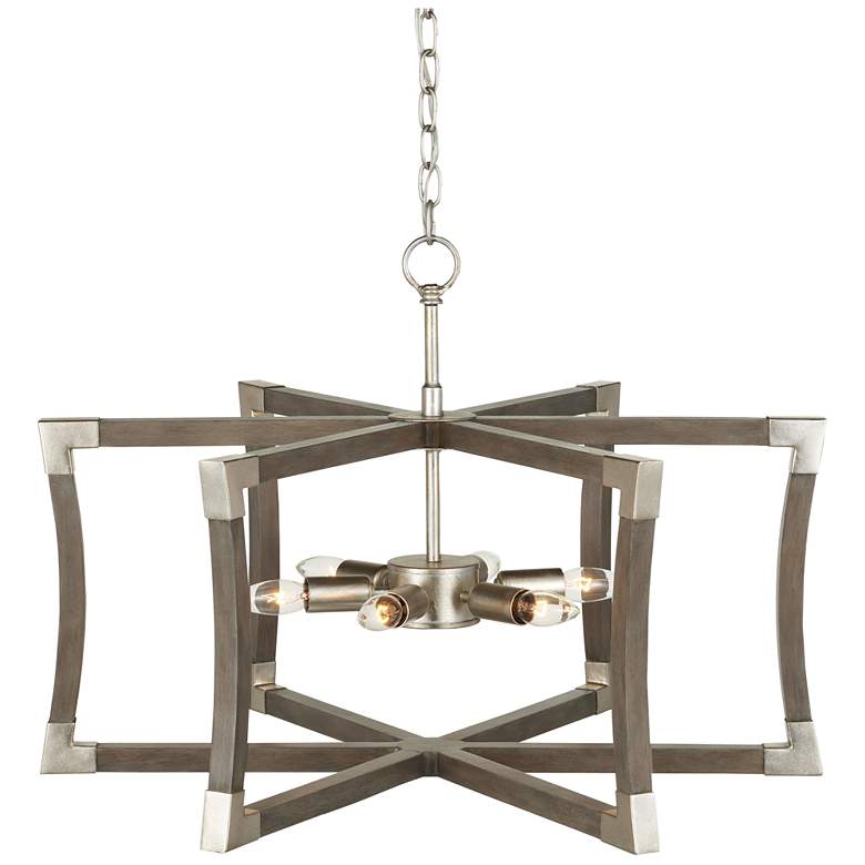 Image 1 Bastian 27" Wide Gray and Silver 6-Light Pendant