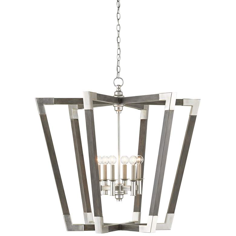 Image 2 Bastian 37 1/4 inchW Chateau Gray Silver 6-Light Foyer Pendant