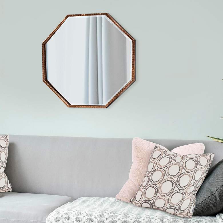 Image 4 Bastian Antique Bronze 28" Octagonal Wall Mirror more views