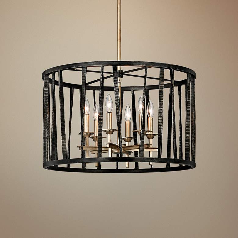 Image 1 Bastille 25"W Pompeii Silver and Silver Leaf 6-Light Pendant