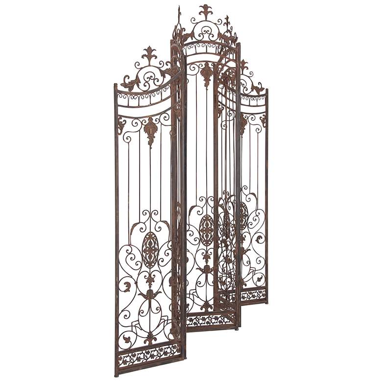 Image 5 Bastille Dark Brown 80 inchH 5-Panel Arched Room Divider Screen more views