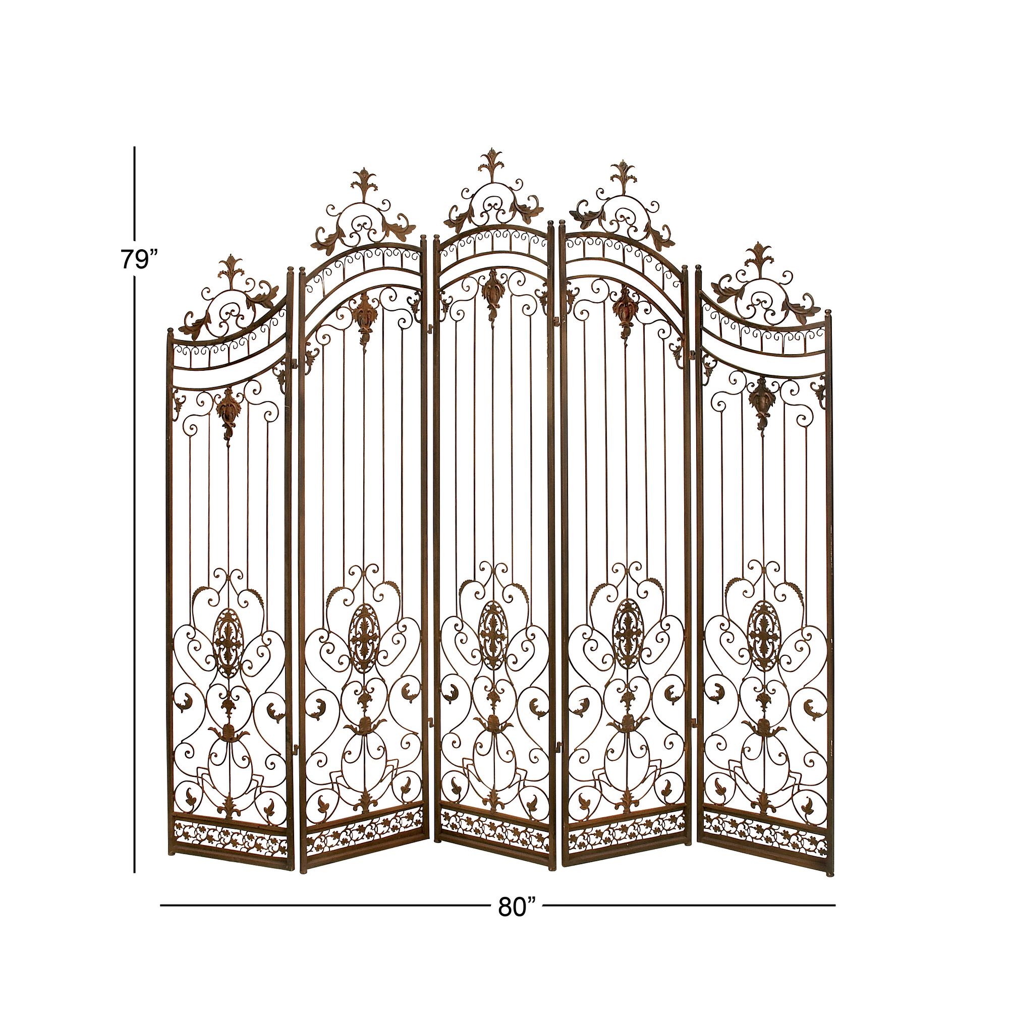 Image 7 Bastille Dark Brown 80"H 5-Panel Arched Room Divider Screen more views