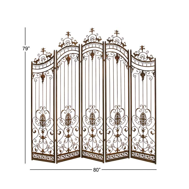 Image 7 Bastille Dark Brown 80 inchH 5-Panel Arched Room Divider Screen more views