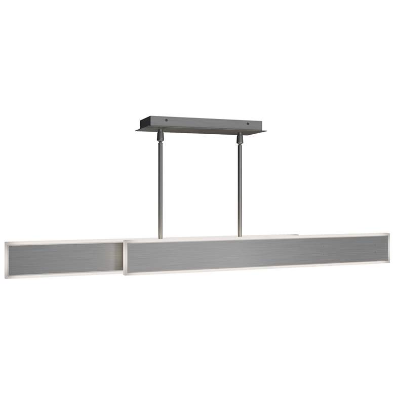 Image 1 Bastone 3.88"H x 36.25-50"W 2-Light Linear Pendant in Brushed Nickel