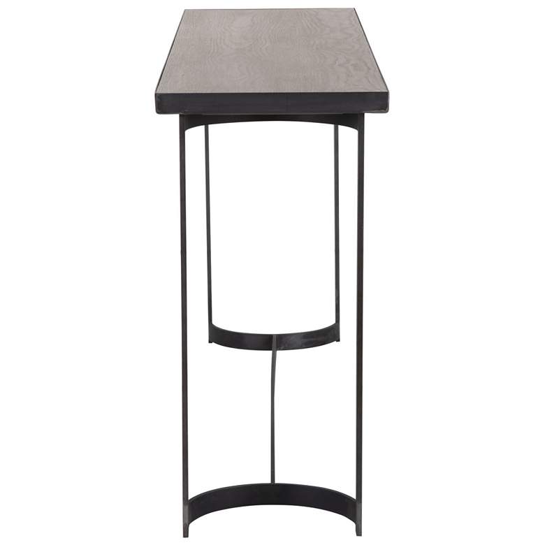 Image 5 Basuto 62" Wide Aged Steel Console Table with Light Gray Top more views