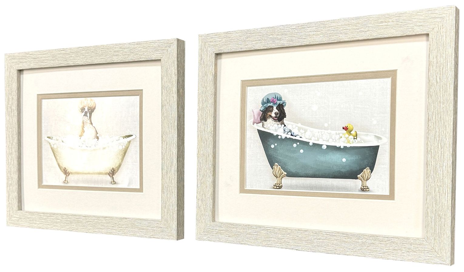 Image 3 Bath Dogs I 11"W x 9"H Framed Art - Set of 2 more views