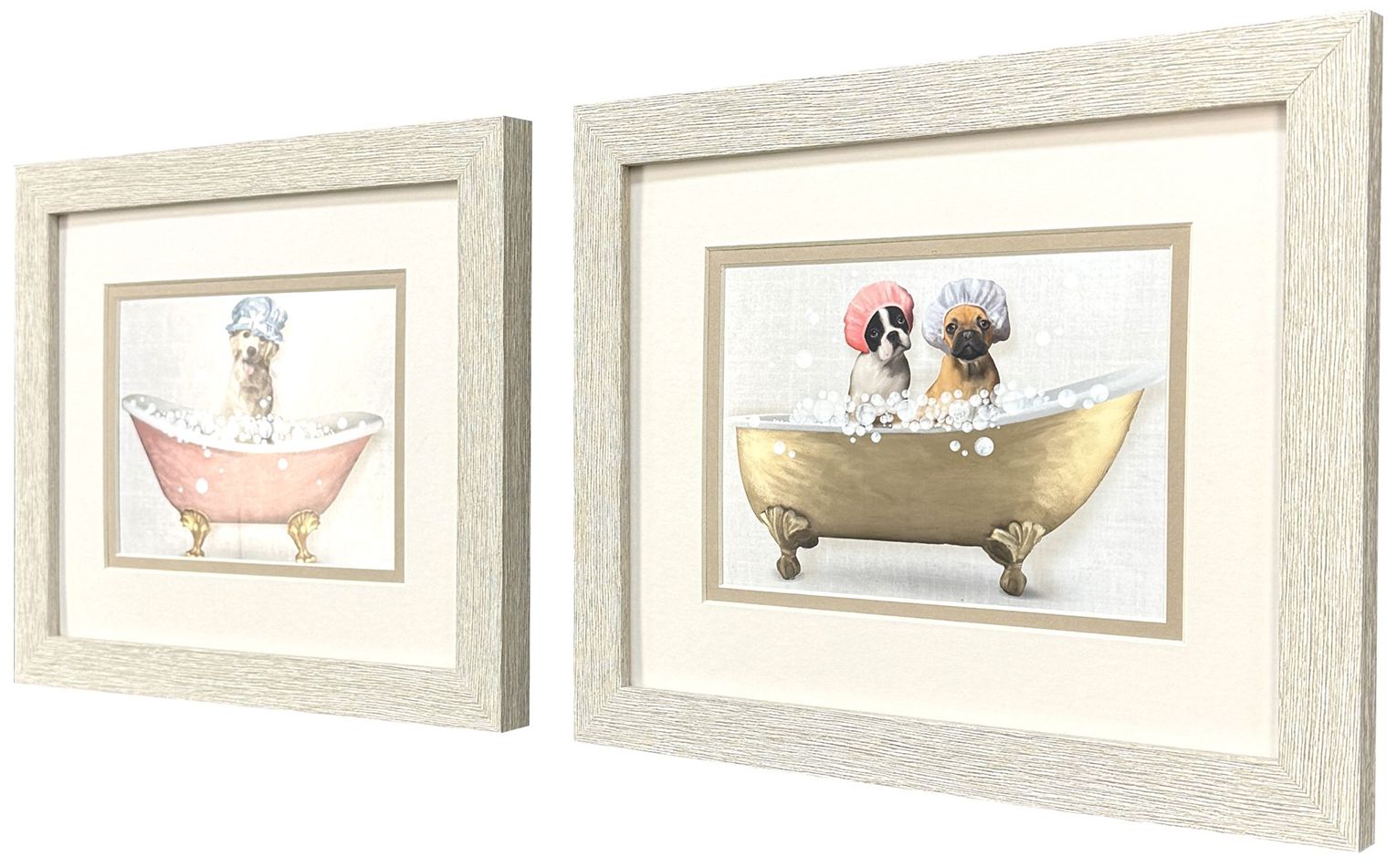 Image 3 Bath Dogs II 11"W x 9"H Framed Art - Set of 2 more views