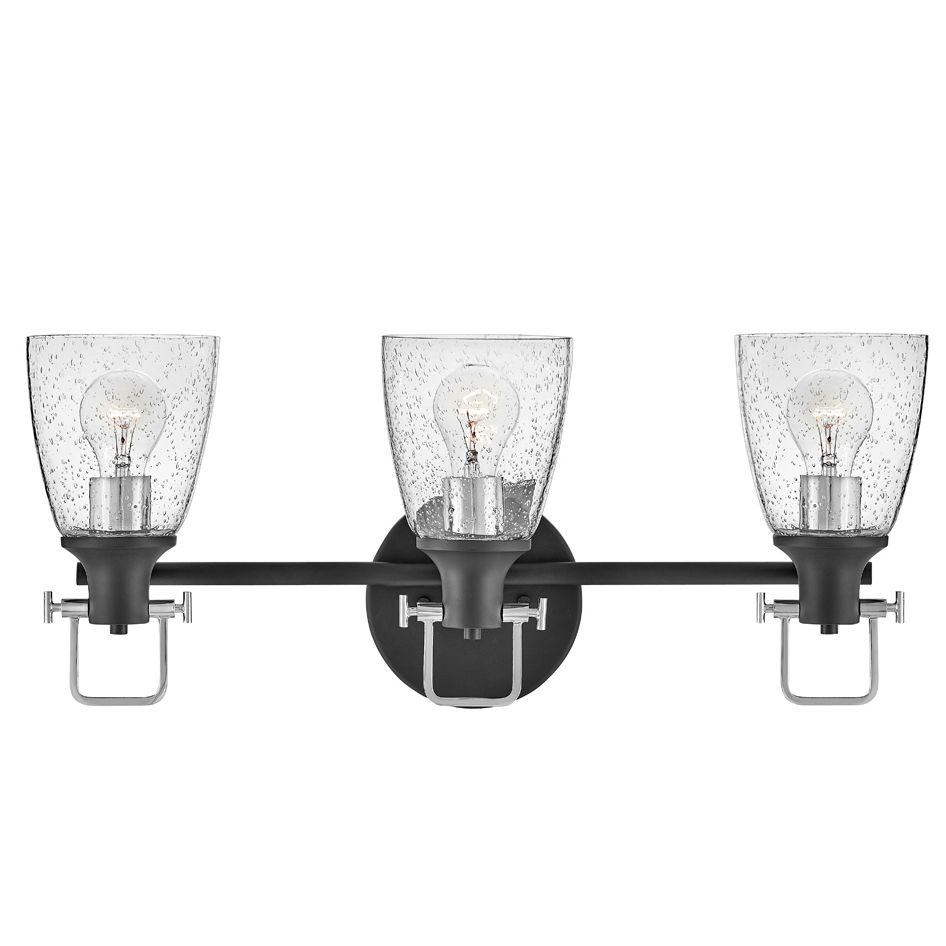 Bath Easton-Three Light Vanity-Black With Chrome Accents