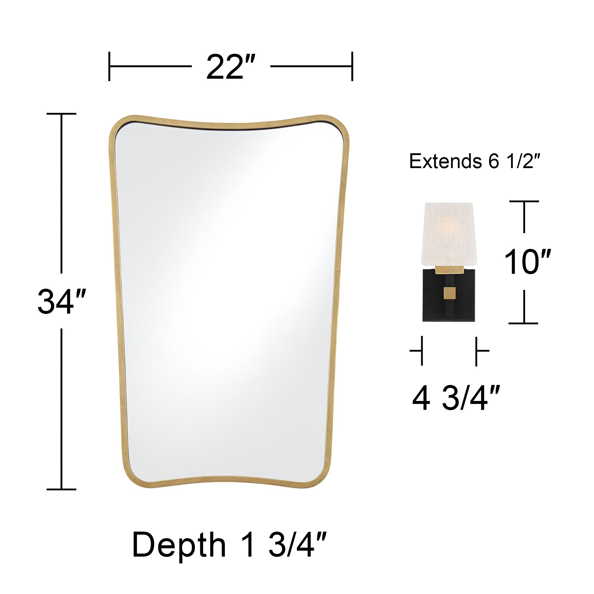 Bath Kit: Possini Euro Beauregard Wall Sconce Uttermost Segundo Wall Mirror in scene