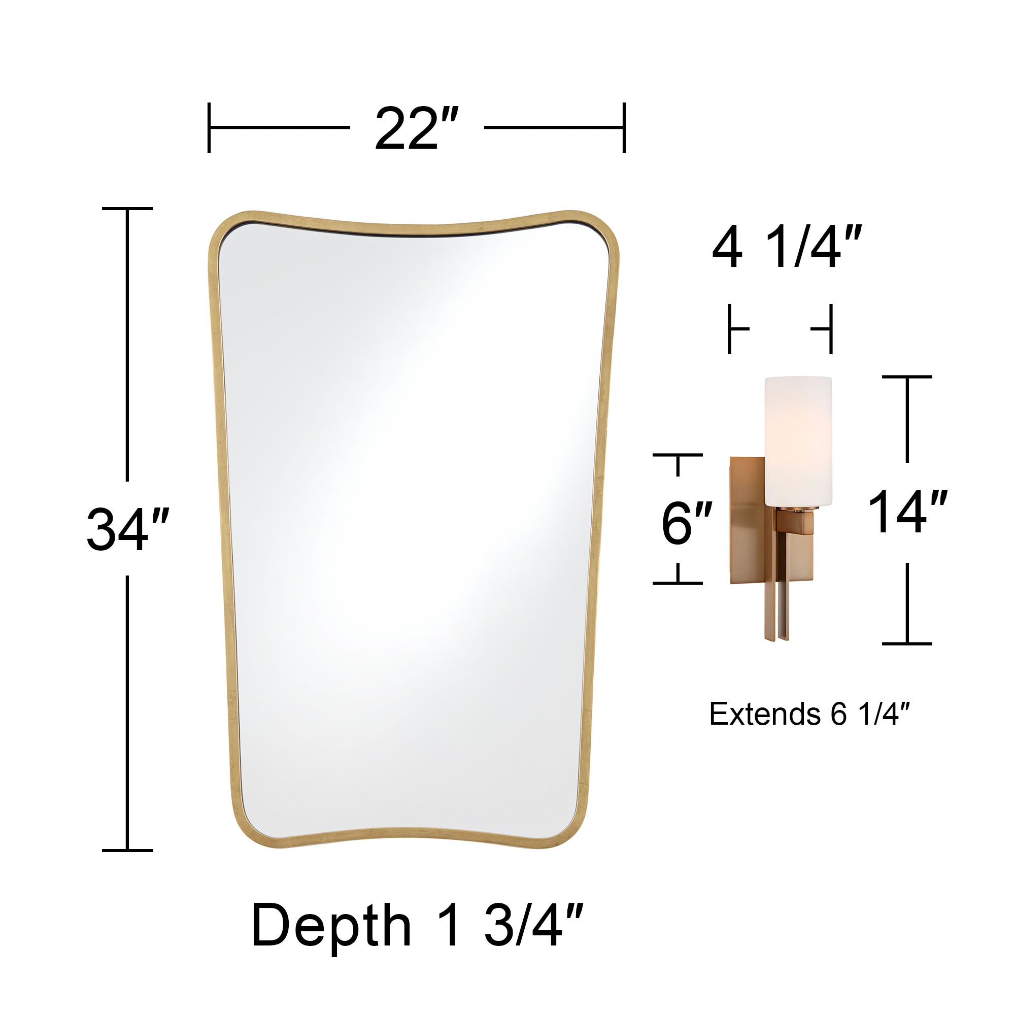 Bath Kit: Possini Euro Ludlow Wall Sconces w/ Uttermost Segundo Wall Mirror