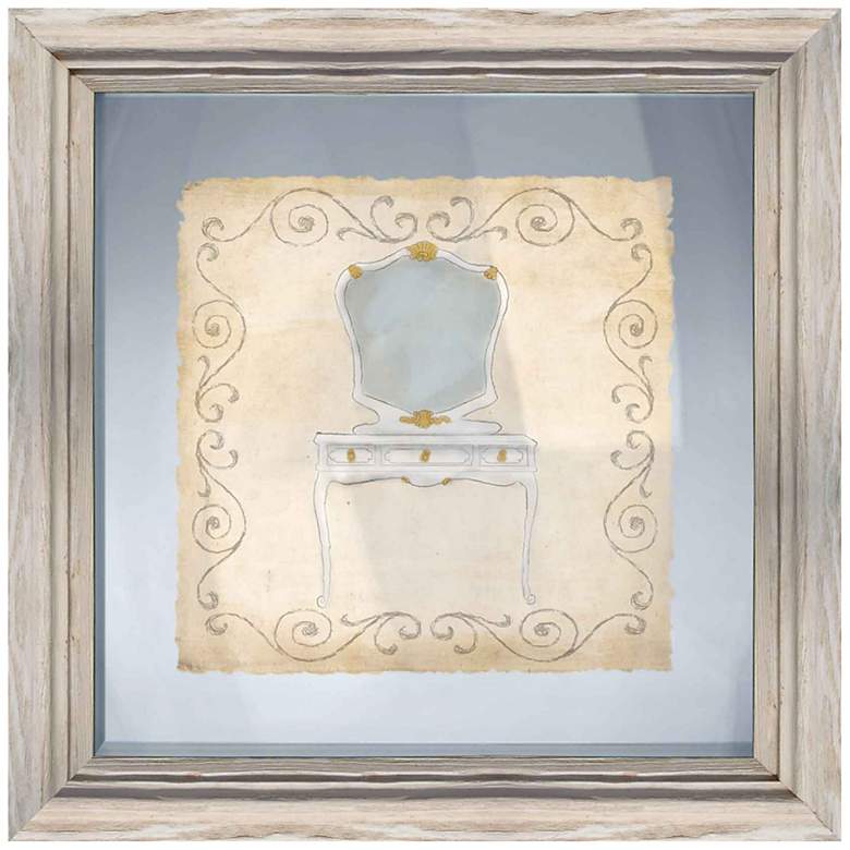 Image 1 Bath Vanity Sketch 20 inch Square Giclee Framed Wall Art 