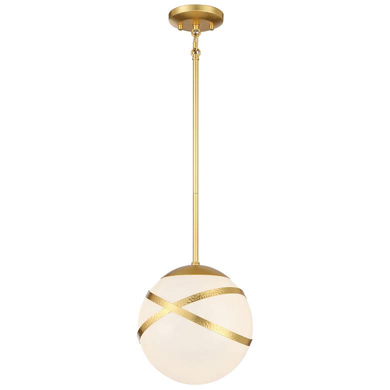 Image 1 Batignolles 10"W Spring Gold Leaf Mini Pendant w/ Opal Glass