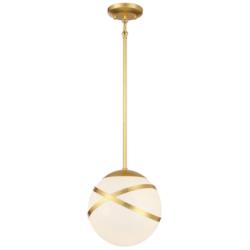 Batignolles 10"W Spring Gold Leaf Mini Pendant w/ Opal Glass