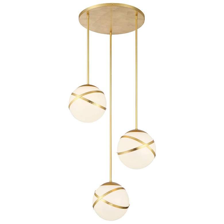Image 2 Batignolles 24 3/4"W Spring Gold Leaf Multi-Light Pendant