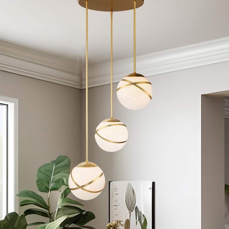 Image 1 Batignolles 24 3/4"W Spring Gold Leaf Multi-Light Pendant