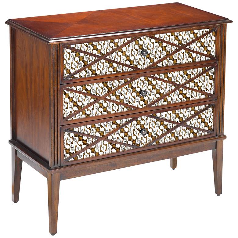 Image 1 Batik Collection Walnut 3-Drawer Accent Chest