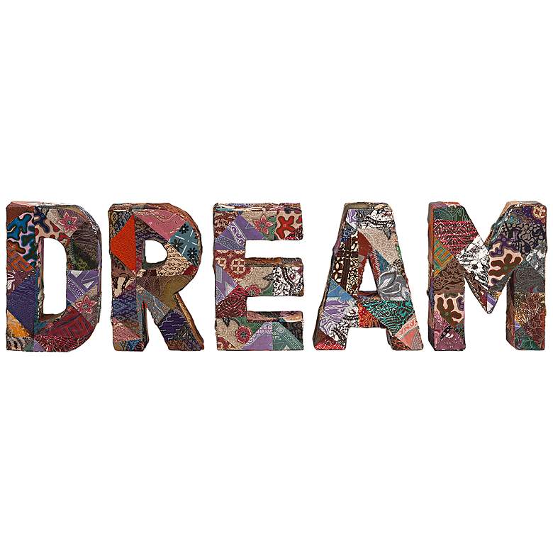 Image 1 Batik Fabric 9 3/4 inch Wide Dream Letters Wall Art