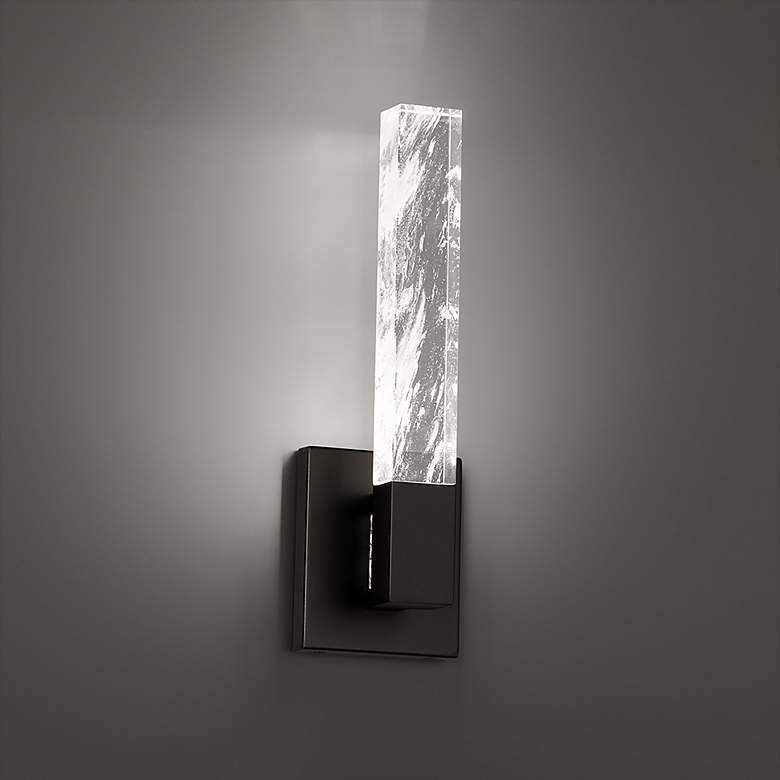 Image 1 Baton 16"H x 5"W 1-Light Crystal Wall Sconce in Black