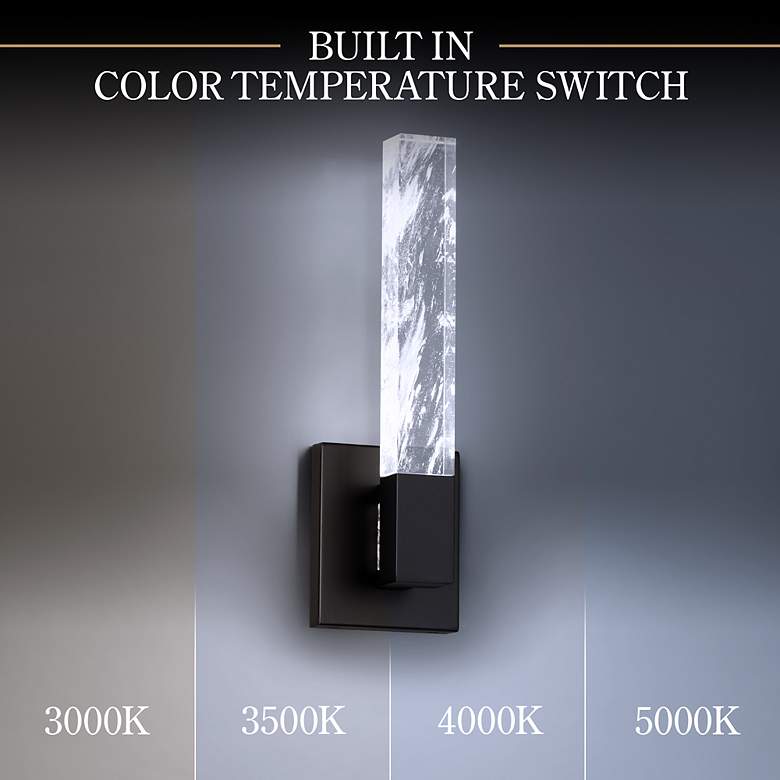 Image 3 Baton 16"H x 5"W 1-Light Crystal Wall Sconce in Black more views