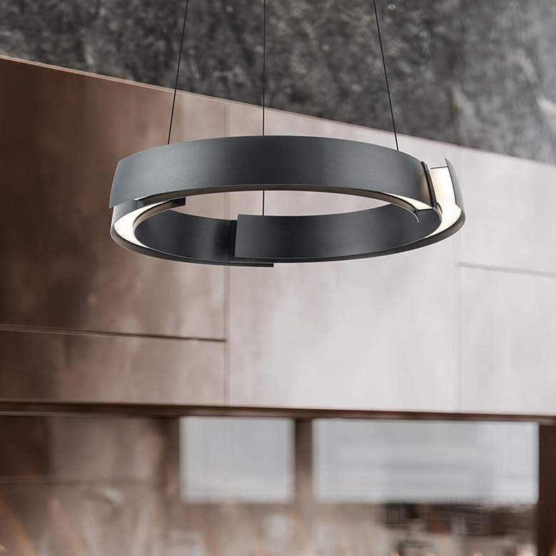 Image 1 Battlestar 3.5"H x 28.25"W 1-Light Pendant in Black