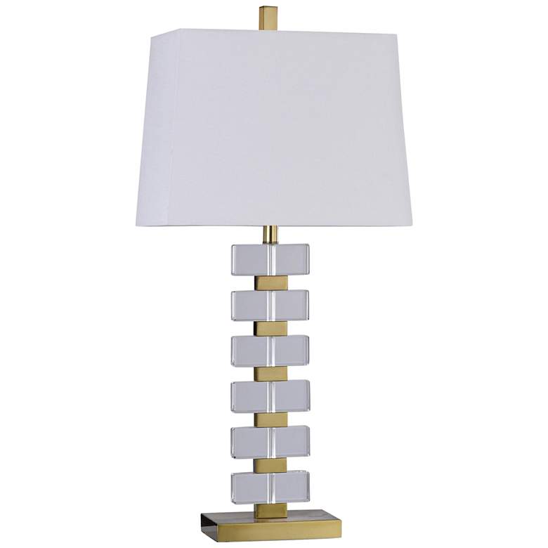 Image 1 Batuli Brass Metal and Clear Crystal Stacked Table Lamp