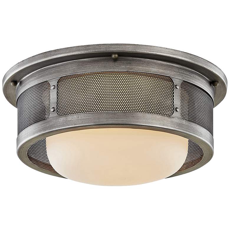 Image 1 Bauer 16 1/2" Wide Antique Pewter Drum Ceiling Light