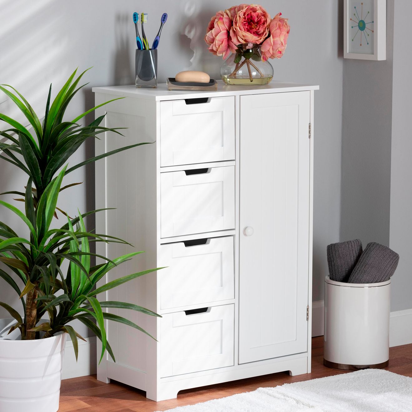 White 4 store drawer cabinet