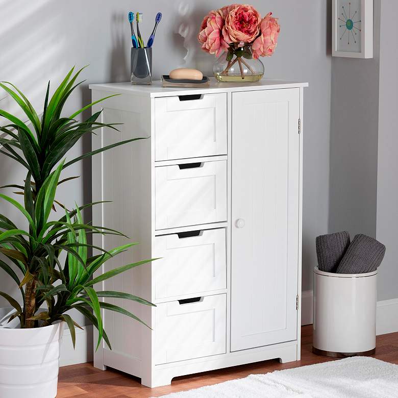 Image 1 Bauer 22 inch Wide 4-Drawer White Bathroom Storage Cabinet