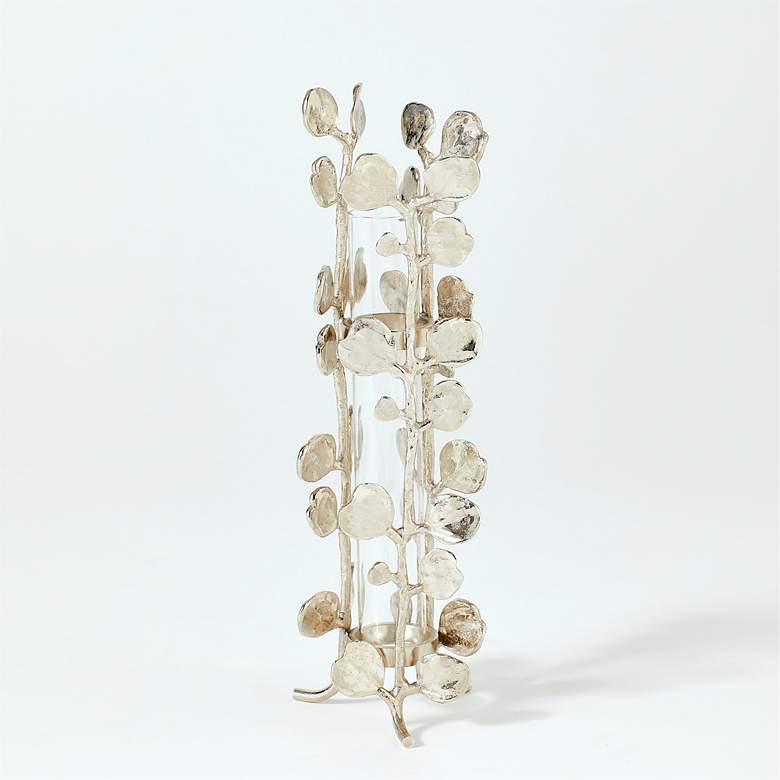 Image 1 Bauhinia Bud 10 3/4" High Nickel and Glass Decorative Vase
