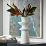 Baust 14 1/2" High White Ceramic Tiered-Top Decorative Vase in scene