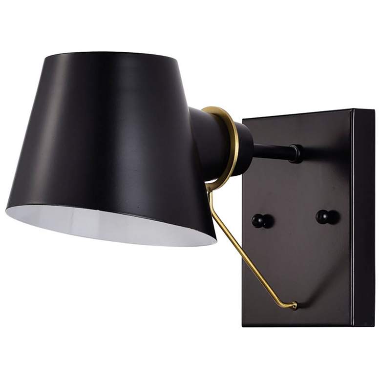Image 1 Baxter; 1 Light Vanity; Black with Burnished Brass