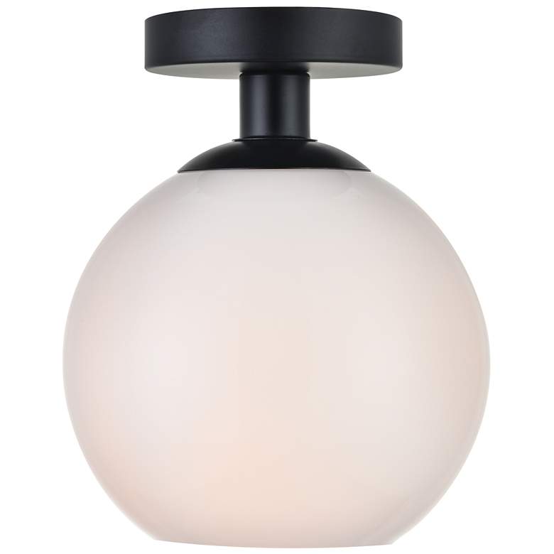 Image 1 Baxter 1 Lt Black Flush Mount w/ Frosted White Glass