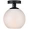 Baxter 1 Lt Black Flush Mount w/ Frosted White Glass