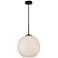 Baxter 1 Lt Black Pendant With Frosted White Glass