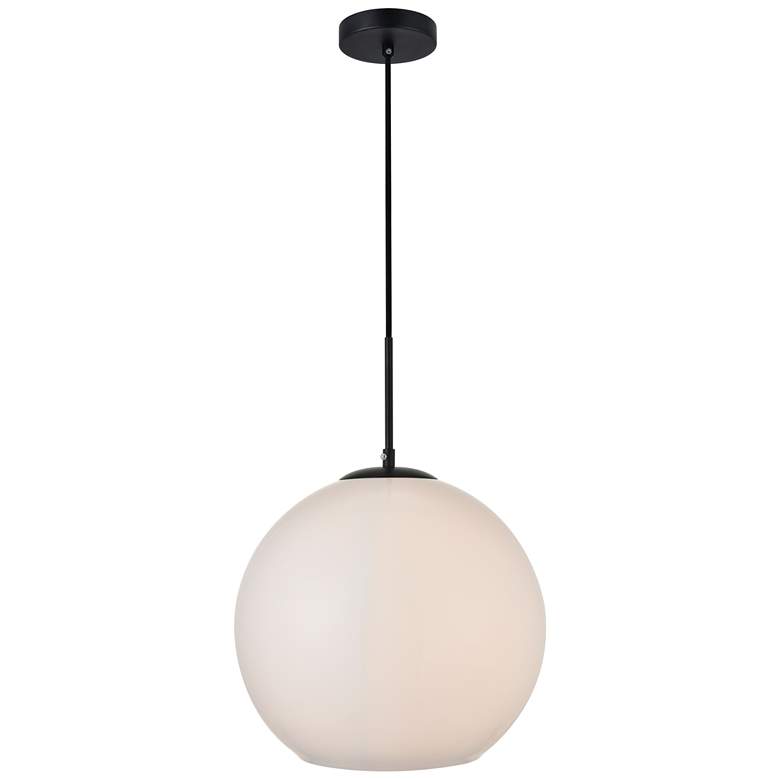 Image 1 Baxter 1 Lt Black Pendant With Frosted White Glass